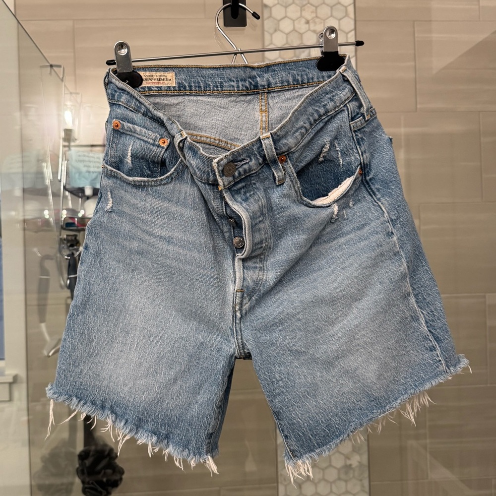 Levi's Light Blue Denim Mid-Thigh Shorts